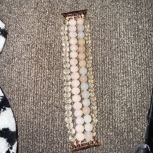 Beaded Crystal Apple Watch Band 44mm Rise Gold - Multi Strand